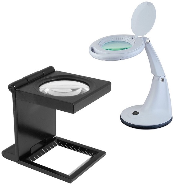 Magnifying glasses on a stand  