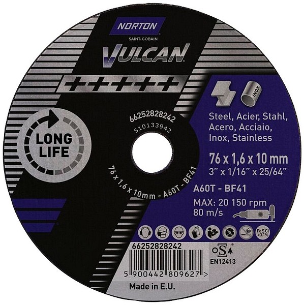 Kapskiva A60T 76x1,6x10 T41 Norton 66252828242 Bluefire