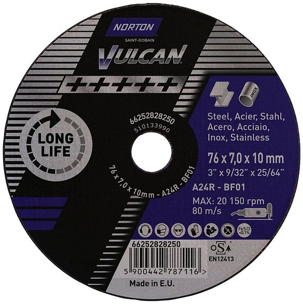 Slipskiva A24R 76x7,0x10 T01 Norton 66252828250 Bluefire