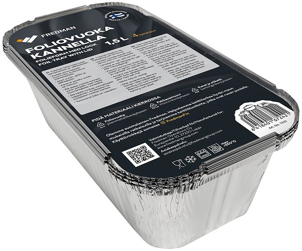 Eskimo foil tray with lid 1,5l 7242 4pcs/pkg 12pkg/box