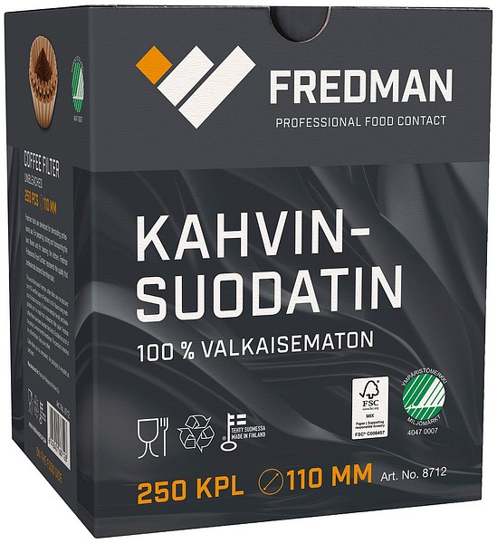 Fredman Coffee Filter 110mm 250kpl Unbleached 8712 250pcs/pkg