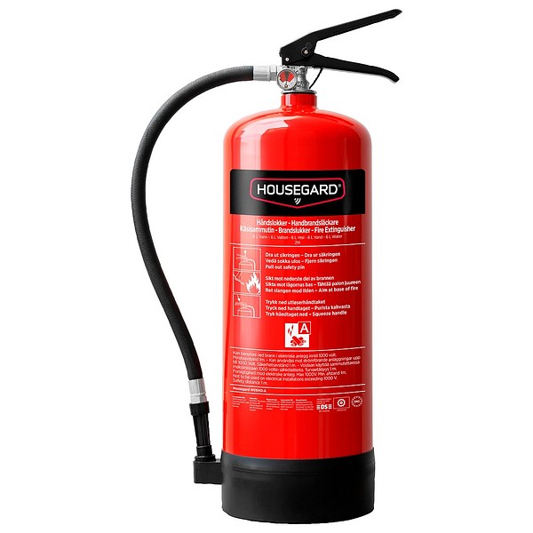 Extinguisher HOUSEGARD 6L WE6HO-A 600260, 21A, hose and bracket