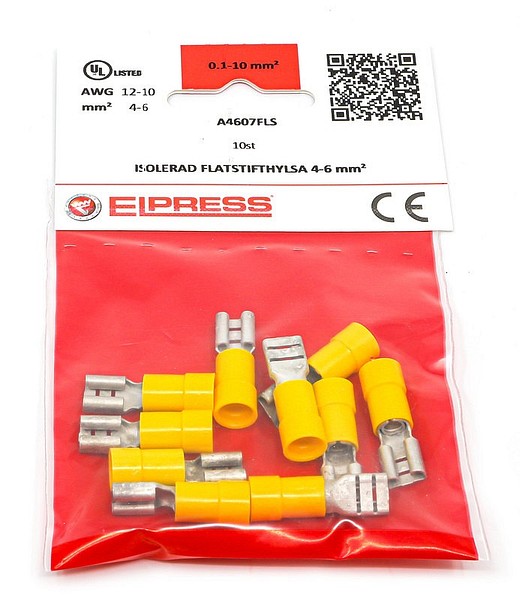 Eristetty lattapistokehylsy  4-6 A4607FLS-CPF 10kpl/pss keltainen