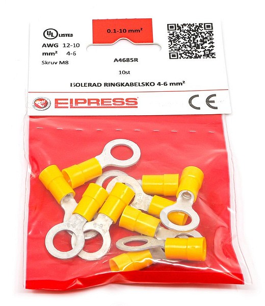 eris. rengaskaapelikenkä  4-6 A4685R-CPF 10kpl/pss keltainen