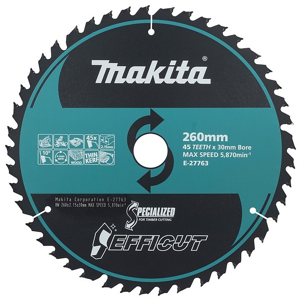 Pyörösahanterä 260x30x1,45 Z-45 Makita E-27763