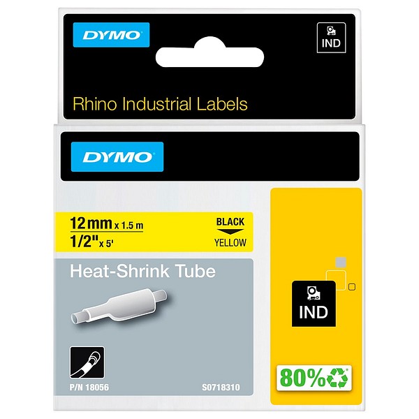 Dymo Rhino 18056 black/yellow shrink wrap 12mmx1.5m