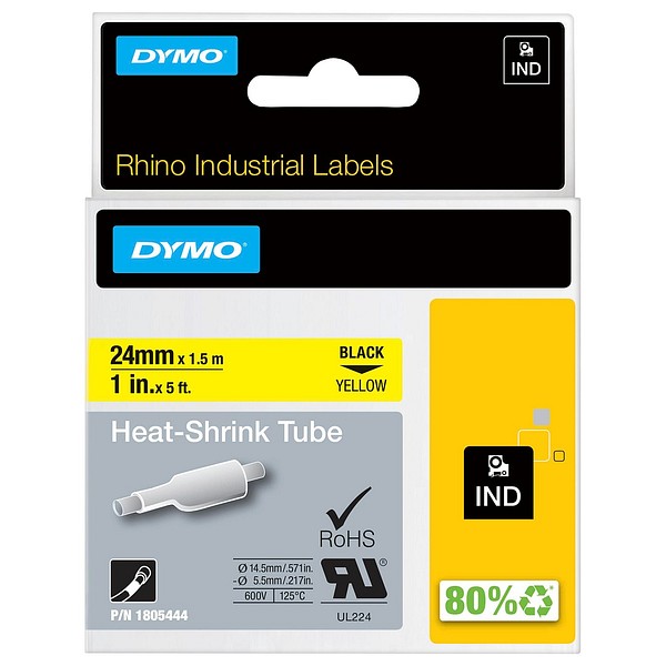 Dymo Rhino 1805444 black/yellow shrink wrap 24mmx1.5m