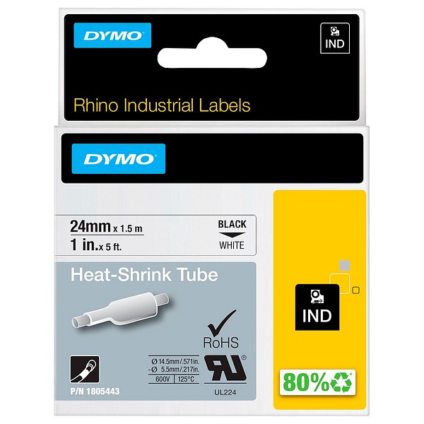 Dymo Rhino 1805443 black/white shrink wrap 24mmx1.5m